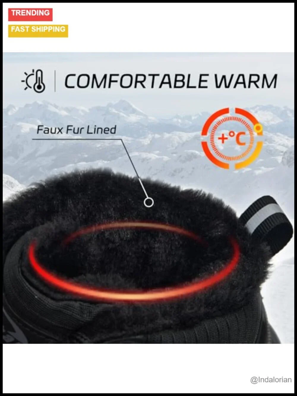 Waterproof Winter Ankle Booties Fur Lined Non-Slip Hiking Boots
